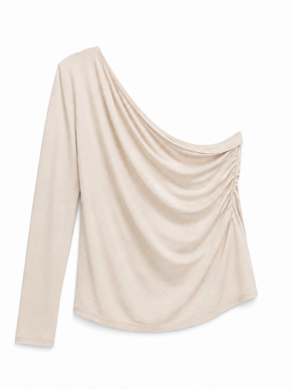 H&M One Shoulder Long Sleeve Top Cream (Size M)